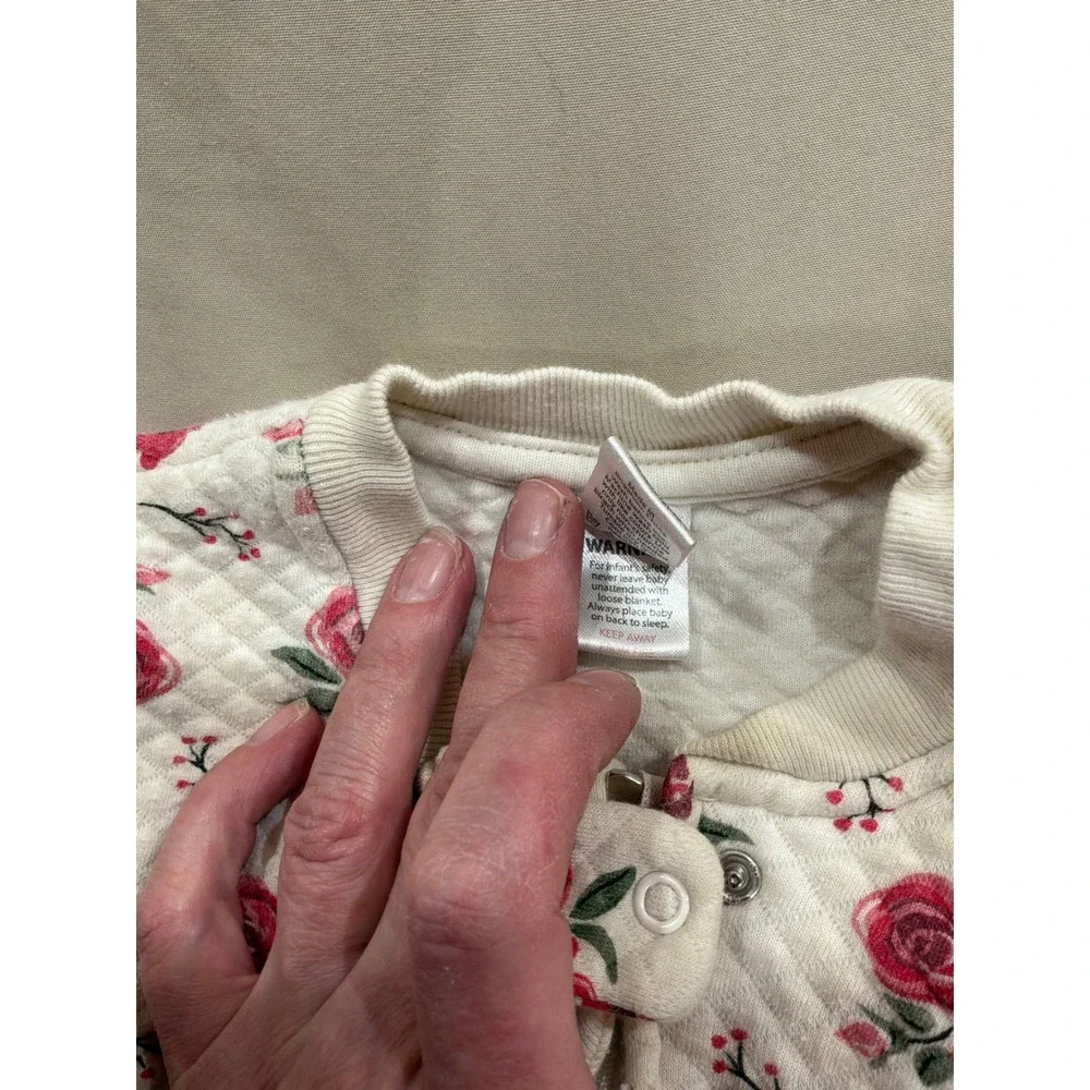 Hanna Andersson Quilted Sleep Sack Floral‎ Rose Wearable Blanket 12-18M 59457